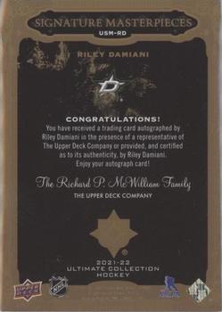 2021-22 Upper Deck Ultimate Collection - Signature Masterpieces #USM-RD Riley Damiani Back
