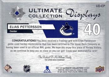 2021-22 Upper Deck Ultimate Collection - Ultimate Display Jersey #UD-EP Elias Pettersson Back
