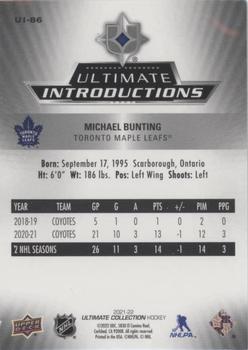 2021-22 Upper Deck Ultimate Collection - Ultimate Introductions #UI-86 Michael Bunting Back