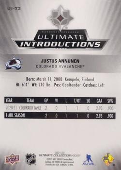 2021-22 Upper Deck Ultimate Collection - Ultimate Introductions Gold #UI-73 Justus Annunen Back