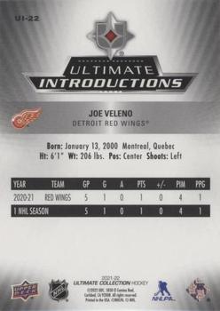 2021-22 Upper Deck Ultimate Collection - Ultimate Introductions Black #UI-22 Joe Veleno Back