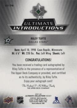 2021-22 Upper Deck Ultimate Collection - Ultimate Introductions Auto #UI-76 Riley Tufte Back