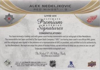 2021-22 Upper Deck Ultimate Collection - Ultimate Premium Material Signatures #UMS-AN Alex Nedeljkovic Back