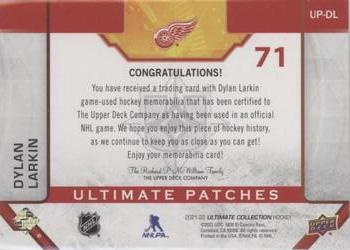 2021-22 Upper Deck Ultimate Collection - Ultimate Patches #UP-DL Dylan Larkin Back