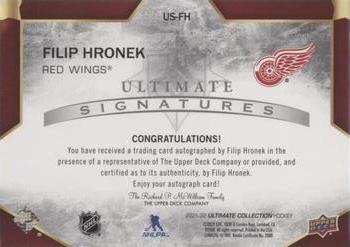 2021-22 Upper Deck Ultimate Collection - Ultimate Signatures Gold #US-FH Filip Hronek Back