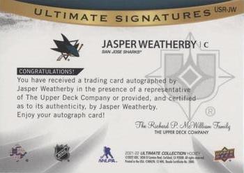 2021-22 Upper Deck Ultimate Collection - Ultimate Signatures Rookies #USR-JW Jasper Weatherby Back