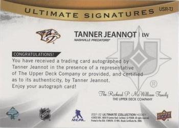 2021-22 Upper Deck Ultimate Collection - Ultimate Signatures Rookies #USR-PI Tanner Jeannot Back
