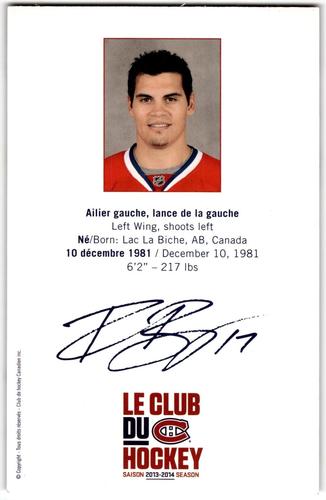 2013-14 Montreal Canadiens Playoffs Postcards #NNO Rene Bourque Back