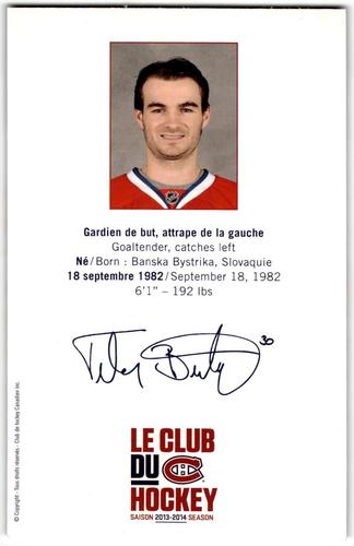 2013-14 Montreal Canadiens Playoffs Postcards #NNO Peter Budaj Back