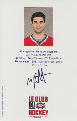 2013-14 Montreal Canadiens Playoffs Postcards #NNO Max Pacioretty Back