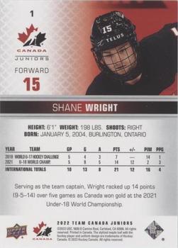 2022-23 Upper Deck Team Canada Juniors - Blue #1 Shane Wright Back
