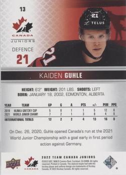 2022-23 Upper Deck Team Canada Juniors - Blue #13 Kaiden Guhle Back