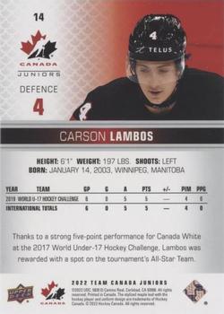 2022-23 Upper Deck Team Canada Juniors - Blue #14 Carson Lambos Back