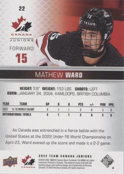 2022-23 Upper Deck Team Canada Juniors - Blue #22 Mathew Ward Back