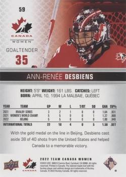 2022-23 Upper Deck Team Canada Juniors - Blue #59 Ann-Renee Desbiens Back