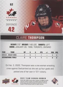 2022-23 Upper Deck Team Canada Juniors - Blue #62 Claire Thompson Back