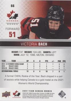2022-23 Upper Deck Team Canada Juniors - Blue #66 Victoria Bach Back