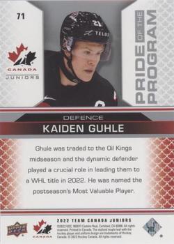 2022-23 Upper Deck Team Canada Juniors - Blue #71 Kaiden Guhle Back