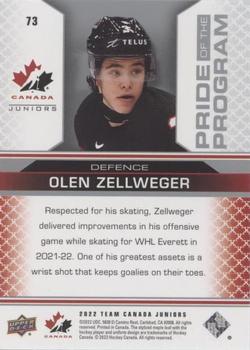 2022-23 Upper Deck Team Canada Juniors - Blue #73 Olen Zellweger Back