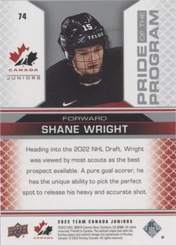 2022-23 Upper Deck Team Canada Juniors - Blue #74 Shane Wright Back