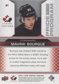 2022-23 Upper Deck Team Canada Juniors - Blue #81 Mavrik Bourque Back