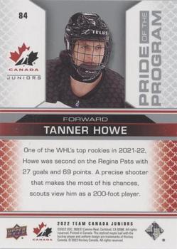 2022-23 Upper Deck Team Canada Juniors - Blue #84 Tanner Howe Back