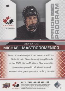 2022-23 Upper Deck Team Canada Juniors - Blue #95 Michael Mastrodomenico Back