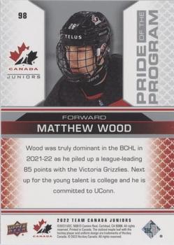 2022-23 Upper Deck Team Canada Juniors - Blue #98 Matthew Wood Back