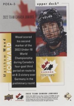 2022-23 Upper Deck Team Canada Juniors - 1996 Retro Program of Excellence Achievements #POEA-3 Matthew Wood Back
