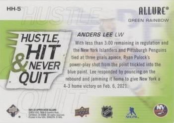 2021-22 Upper Deck Allure - Hustle, Hit & Never Quit Green Rainbow Achievements #HH-5 Anders Lee Back