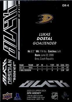 2022-23 SPx - UD Black Obsidian Rookies #OR-4 Lukas Dostal Back
