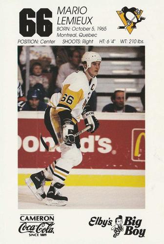1990-91 Coke/Elby's Pittsburgh Penguins #NNO Mario Lemieux Front