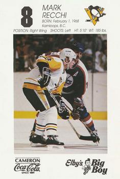 1990-91 Coke/Elby's Pittsburgh Penguins #NNO Mark Recchi Front