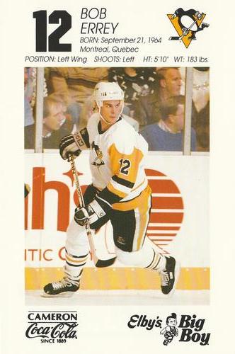 1989-90 Coke/Elby's Pittsburgh Penguins #NNO Bob Errey Front