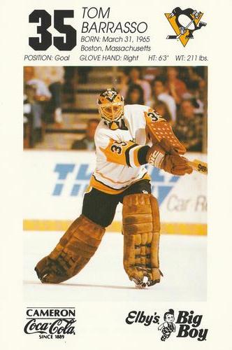 1989-90 Coke/Elby's Pittsburgh Penguins #NNO Tom Barrasso Front