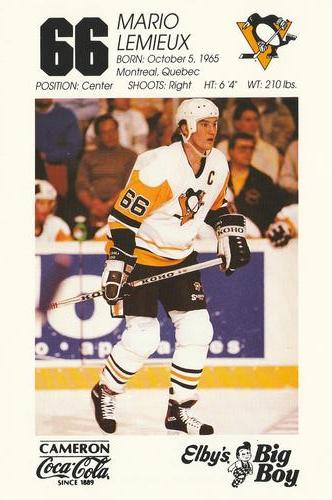 1989-90 Coke/Elby's Pittsburgh Penguins #NNO Mario Lemieux Front