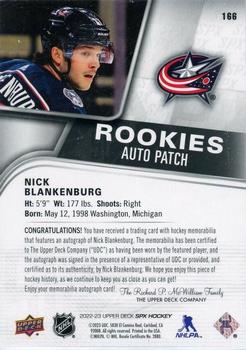 2022-23 SPx - Auto Patch Rookies #166 Nick Blankenburg Back