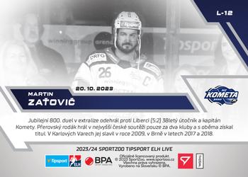 2023-24 SportZoo Live Tipsport ELH #L-12 Martin Zaťovič Back