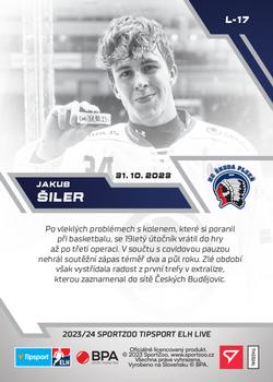 2023-24 SportZoo Live Tipsport ELH #L-17 Jakub Šiler Back
