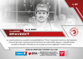 2023-24 SportZoo Live Tipsport ELH #L-51 Vladimír Dravecký Back