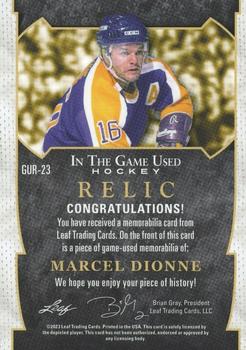2022-23 Leaf In The Game Used - Game Used Relics Silver Sparkle #GUR-23 Marcel Dionne Back