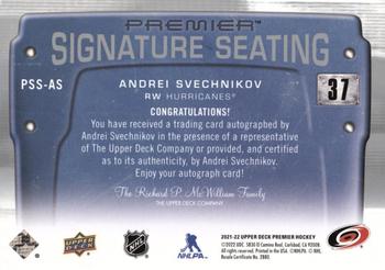 2021-22 Upper Deck Premier - Premier Signature Seats Stars #PSS-AS Andrei Svechnikov Back