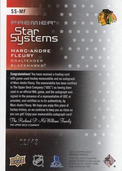 2021-22 Upper Deck Premier - Star Systems Auto Patch #SS-MF Marc-Andre Fleury Back