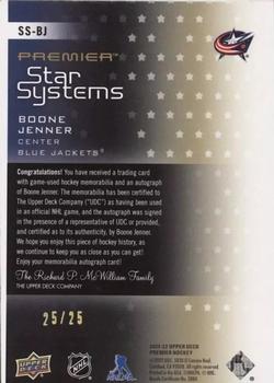 2021-22 Upper Deck Premier - Star Systems Auto Patch Gold #SS-BJ Boone Jenner Back