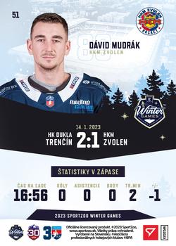 2023 SportZoo Winter Games #51 David Mudrak Back