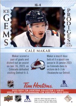 2023-24 Upper Deck Tim Hortons - Ice Gems #IG-4 Cale Makar Back