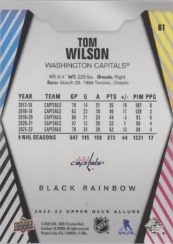 2022-23 Upper Deck Allure - Black Rainbow #61 Tom Wilson Back
