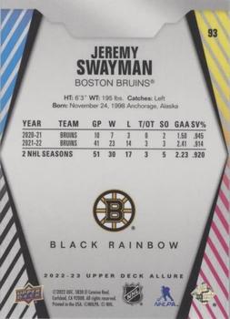 2022-23 Upper Deck Allure - Black Rainbow #93 Jeremy Swayman Back