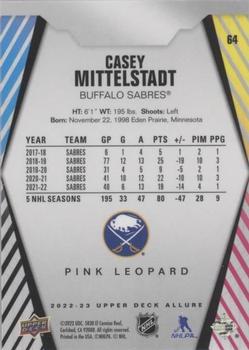 2022-23 Upper Deck Allure - Pink Leopard #64 Casey Mittelstadt Back