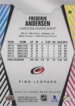 2022-23 Upper Deck Allure - Pink Leopard #65 Frederik Andersen Back